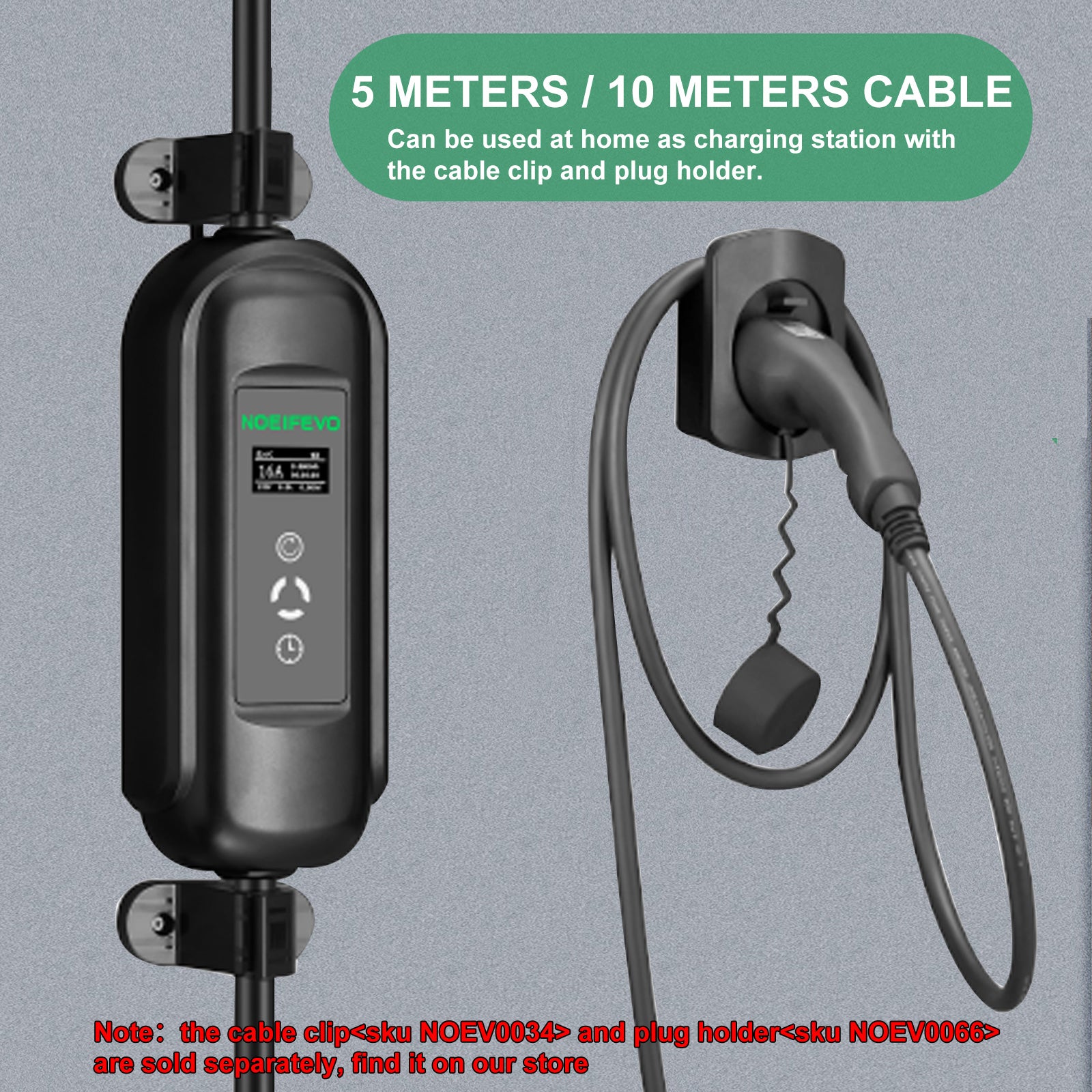 Noeifevo Portable Type1 3,6KW 16A EV nabíjačka, 5m/10m mobilný EV nabíjací kábel s Schuko
​