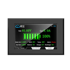 Displej baterie 4,3palcový LCD TFT obrazovka – Zobrazení napětí, proudu, stavu nabití (SOC) a teploty, dotyková obrazovka – Pro Jikong BMS (88,5 × 135,9 mm)