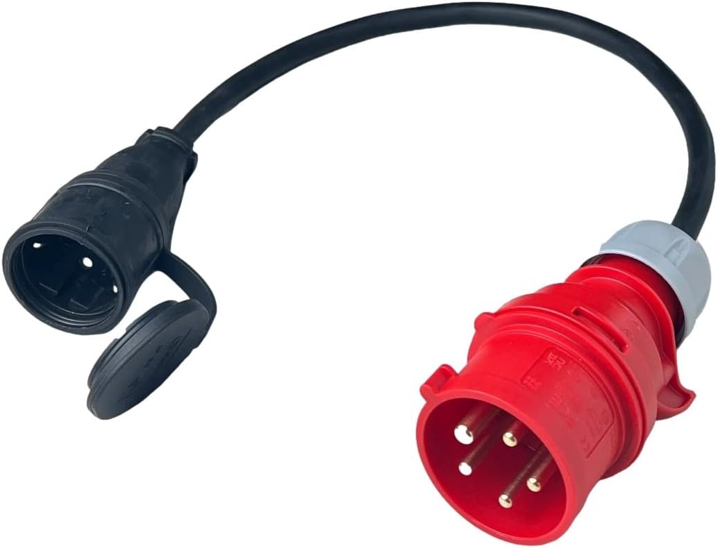 CEE 16A Starkstrom Stecker auf Schuko Kupplung 230V Gummischlauchleitung IP44