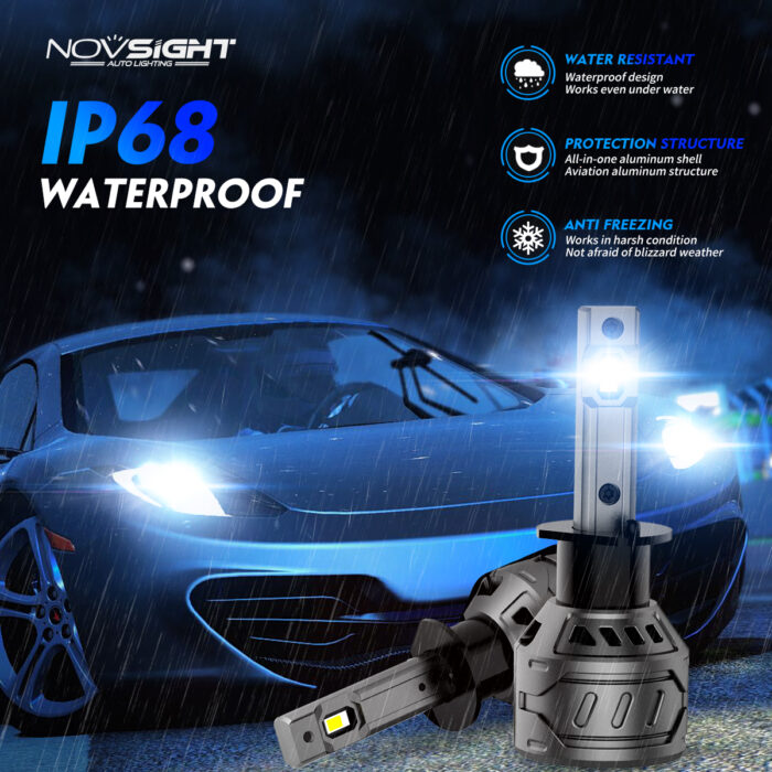 NOVSIGHT H1 Auto LED Scheinwerfer Kit 60W 13000LM 6500K Weiß (2Stück)