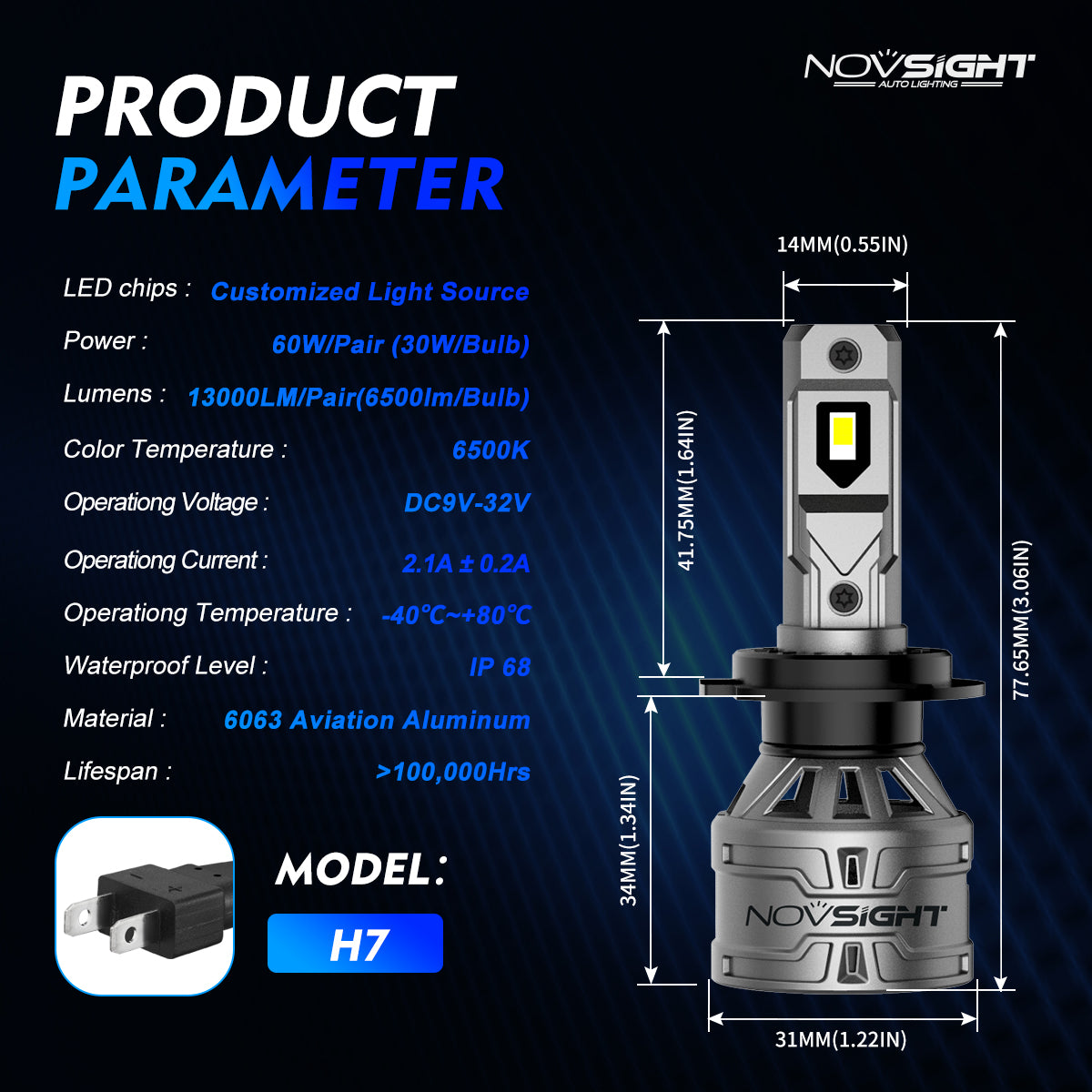 2 kappaletta 60W 13000 Lumen auton ajovalopolttimo, H1 H3 H7 H11 9005 9006 9012 H4 H13 9004 9007 LED-polttimo