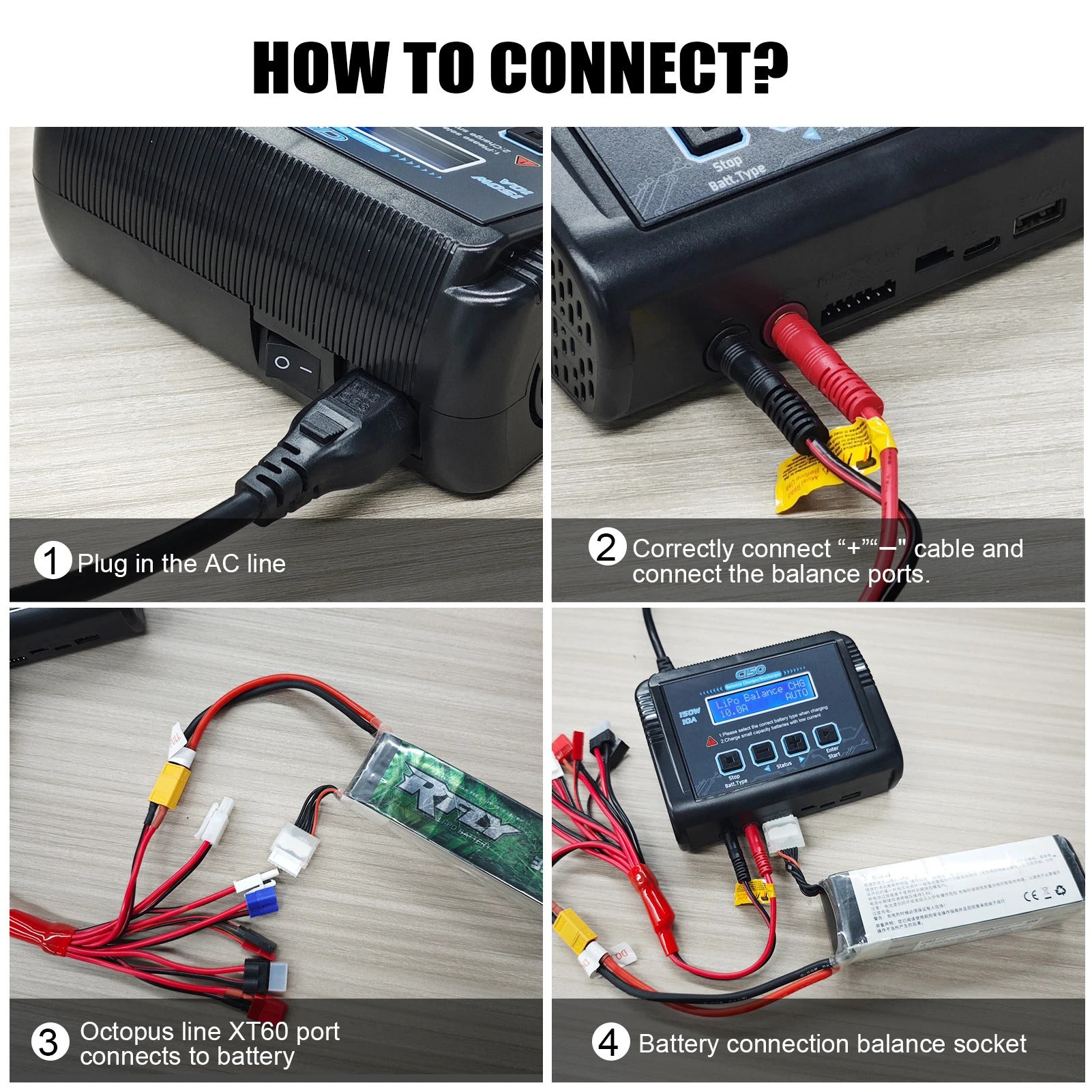 NOEIFEVO C150 AC/DC 150W 10A RC Balance Lader og Af-Loader til LiPo, LiHV, LiFe, LiIon, NiCd, NiMh og Pb Batterier