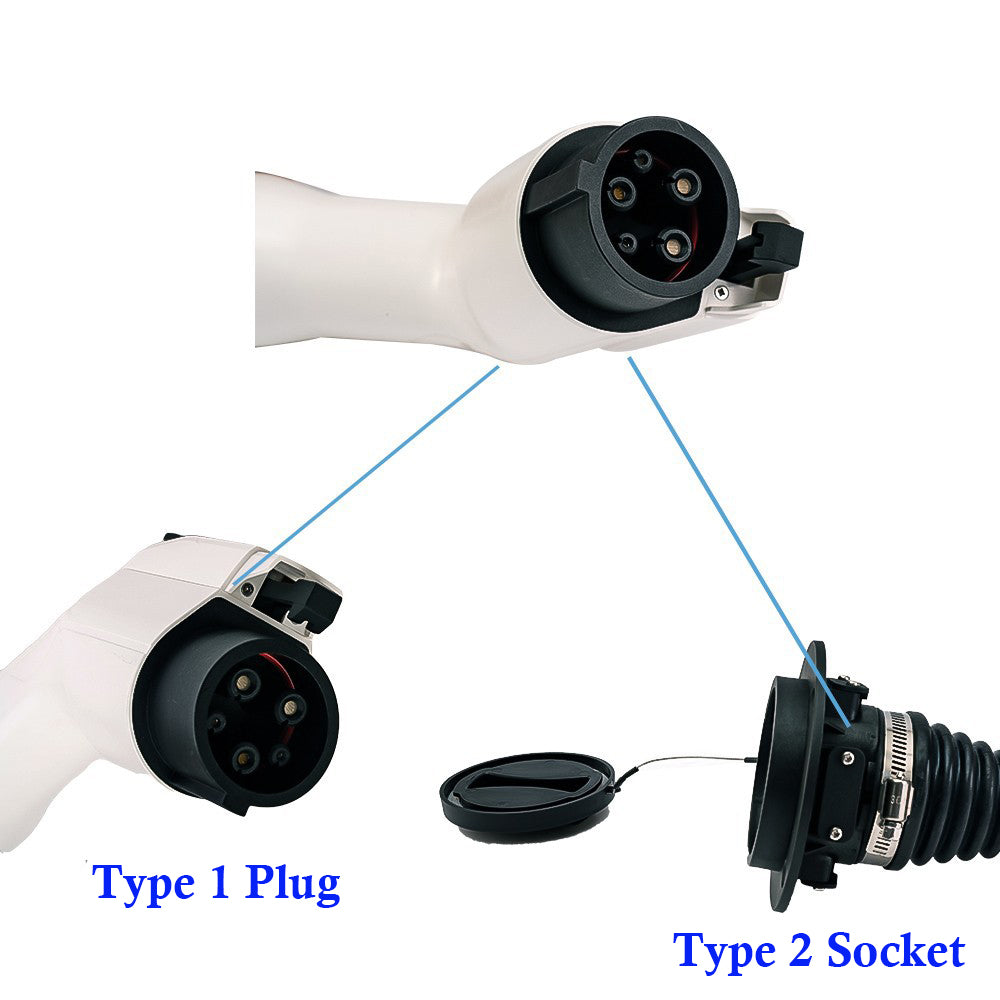 Noeifevo 32A Type 2 Socket to Type 1 Plug for Electric Vehicle Charger