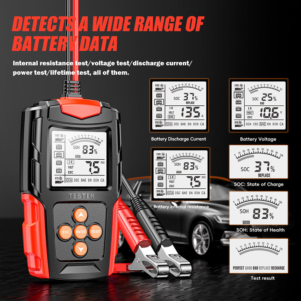 NOEIFEVO 12V 24V Bilbatteritestare & Generatorprovare – Digital lasttestare för personbilar, lastbilar, ATV & båtar – CCA bilbatterianalysator & laddkurvtestare