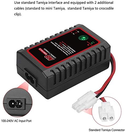 Caricabatterie Intelligente N8 per Batterie NiMH / NiCD da 2-8s 2.4V 3.6V 4.8V 6V 7.2V 8.4V 9.6V per Airsoft, Auto RC, Barche, Droni, con Connettore Standard / Mini Tamiya