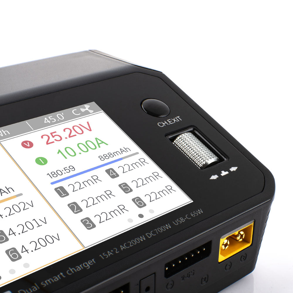 M6DAC Dual-Channel RC Slimme Oplaad- en Ontlaadapparaat, AC/DC Balans-Oplaadapparaat met max. 15A voor LiPo, LiHV, LiFe, Lion, NiMh, Pb Batterijen