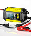 2-i-1 bilbatteriladdare och testare, 12V bly-syra AGM LiFePO4 batteriladdare, fordonsladdare, intelligent batteritestare för bilar, lastbilar, motorcyklar och gräsklippare