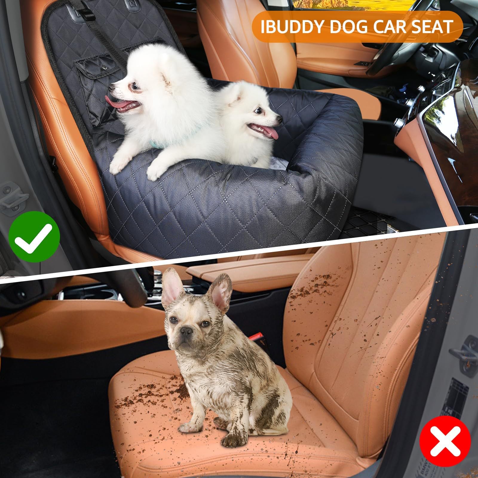 NOEIFEVO CA11 Assento de carro para cães, cama central automática para cães, porta-cachorros portátil, bolsa de viagem de segurança para cães e gatos