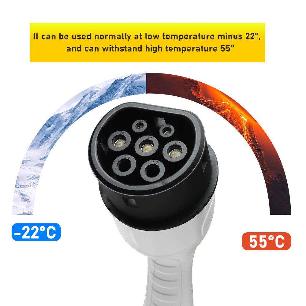 Carregador de veículos eléctricos Noeifevo, ficha de tomada tipo 2, 16A /32A, 1Fase/ 3Fases, conector de carregamento IEC 62196