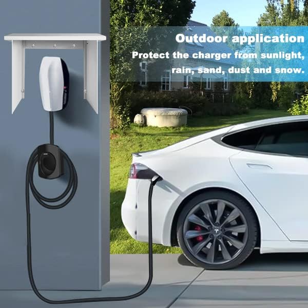 NOEIFEVO EV Charger Wallbox Osłona pogodowa Osłona przeciwdeszczowa do stacji ładowania samochodów elektrycznych Osłona ze stali nierdzewnej Odporna na warunki atmosferyczne (40 x 30 x 39 cm)