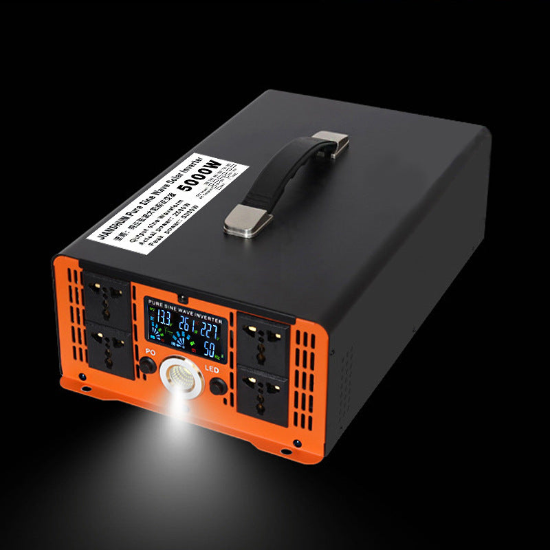 Inverter 5000W til 12000W ren sinus bølge spændingsomformer, 12V/24V/48V/60V/72V/96V til 230V, med LCD spændingsdisplay