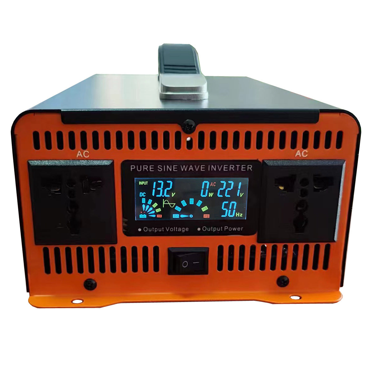 Inverter 5000W til 12000W ren sinus bølge spændingsomformer, 12V/24V/48V/60V/72V/96V til 230V, med LCD spændingsdisplay