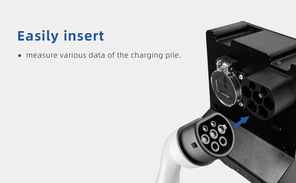 Type-2 EV-laadstation tester met LED-display – 32A kortstondige belasting, S1/S2 voertuigsignaal-simulatie, IP54, voor EU-standaard laadpunten