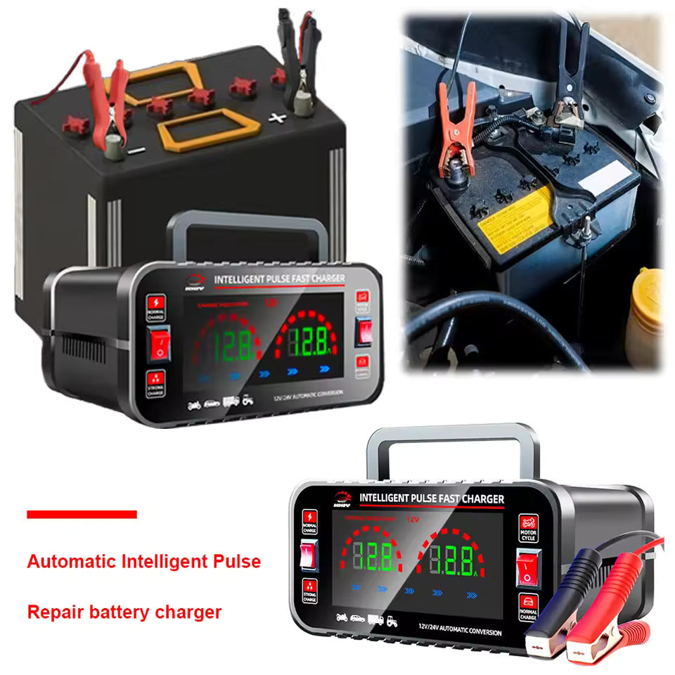 12 10A / 24V 5A Helautomatisk bilbatteriladdare Intelligent pulslagningsladdare för bilbatterier Batteriladdare för motorcyklar