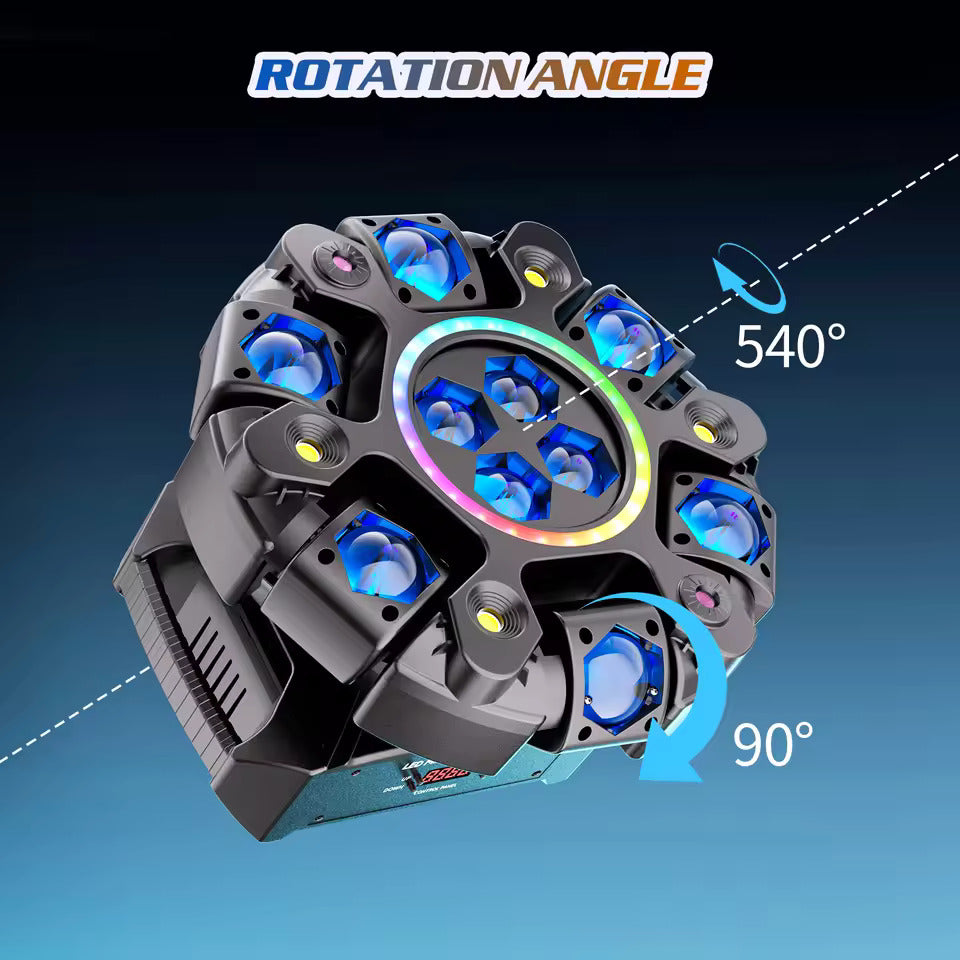 150W 6-armige RGBW beam moving head met halo-effect, podiumlicht, DMX512 honingraat-beam stroboscoop-effect, geschikt voor DJ-feesten, verjaardagsfeesten, professionele podiumverlichting, bar- en KTV-verlichting