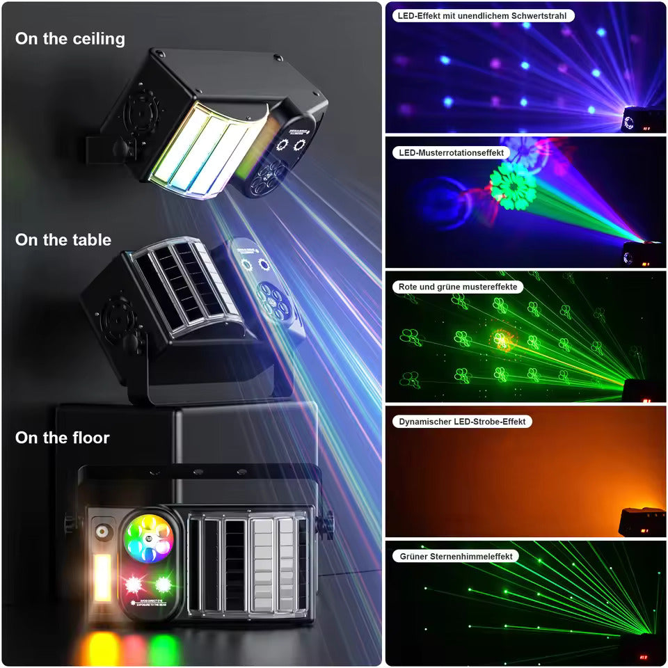 40W LED Partylicht, Bee's Eye 5-in-1-Effektlicht, RGB-Stroboskoplichtprojektor mit verschiedenen Mustern für Bühnenbeleuchtung für DJs, Discos, Partys und Hochzeiten