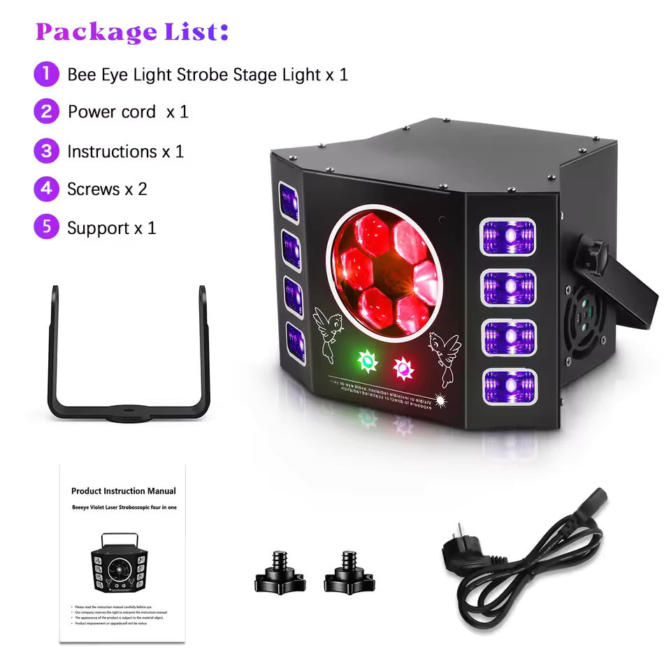100W Bienenauge Stroboskop Bühnenstrahler 4-in-1 RGBW LED Effektlicht DMX512 DJ-Lichteffekt für Disco Party  Konzert Nachtclub