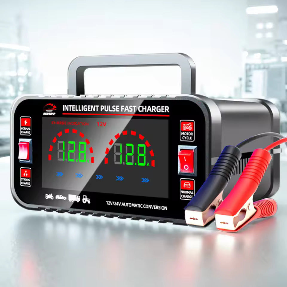 12 10A / 24V 5A Helautomatisk bilbatteriladdare Intelligent pulslagningsladdare för bilbatterier Batteriladdare för motorcyklar