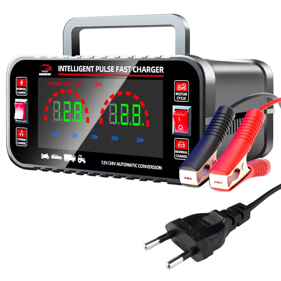 12 10A / 24V 5A Helautomatisk bilbatteriladdare Intelligent pulslagningsladdare för bilbatterier Batteriladdare för motorcyklar