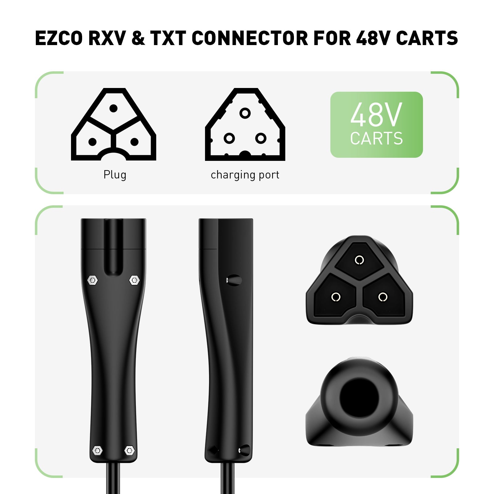 NOEIFEVO 48V 20A golfvogn batterioplader med EZGO RXV & TXT stik til blysyrebatterier, AGM, gel