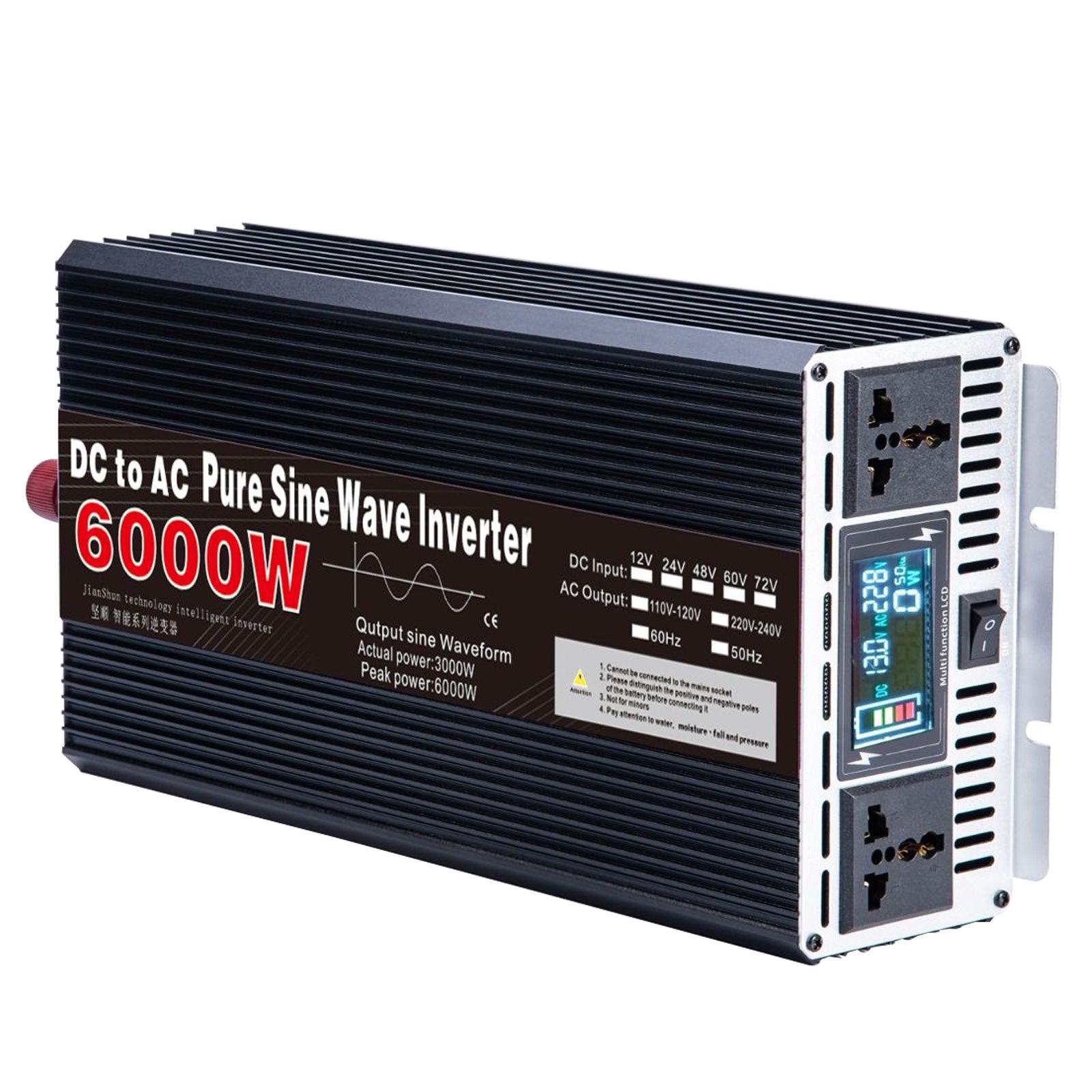 Energía portátil 3000W 4000W 5000W 6000W 8000W inversores de onda sinusoidal pura DC 24V to AC 110V 220V Voltage Converter Car Solar Inverter